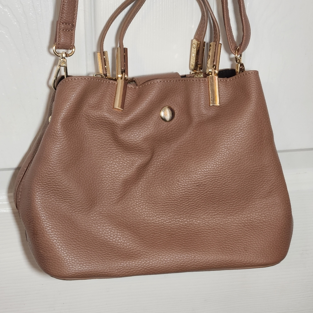 Grossi Brown Faux Leather Convertible Crossbody Bag Purse Pocketbook